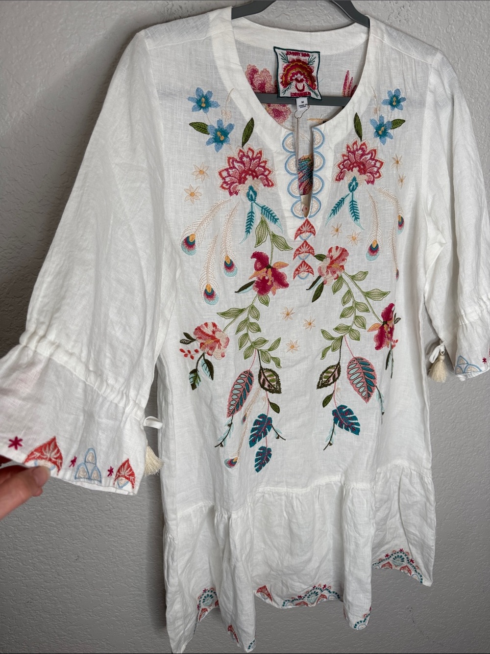 NWT Johnny Was Emika Kimono Sleeve Flounce Dress Medium Embroidered - Picture 3 of 9